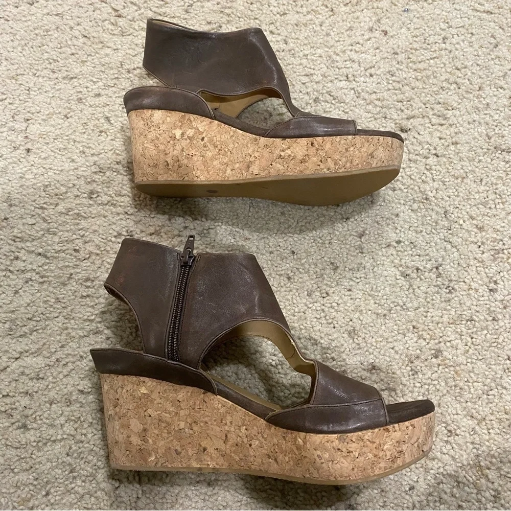 Coclico Mosaic Cork Wedge Sandals Size 38 / 7.5 Brown